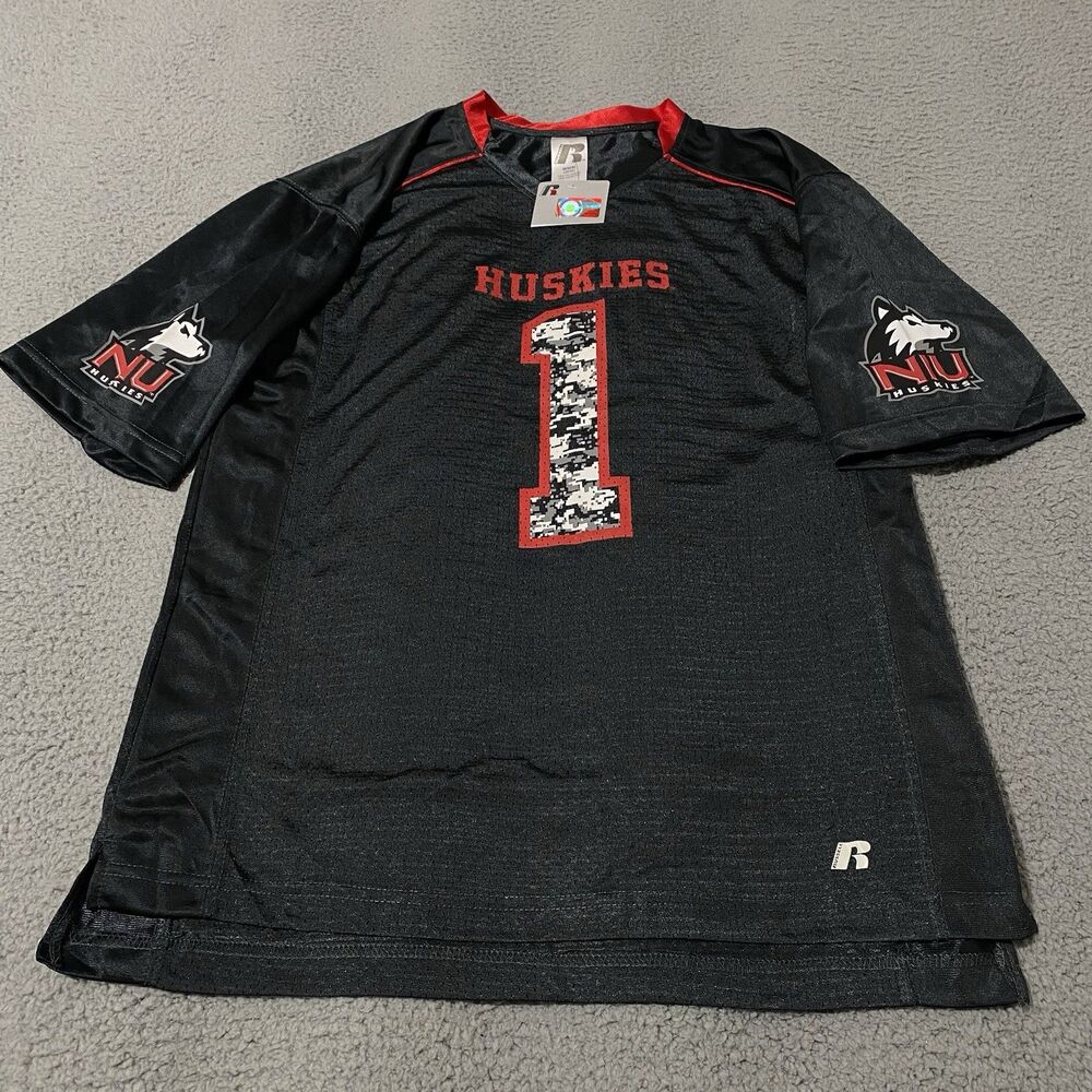 NIU Northern Illinois Huskies Football Jersey Mens M Gray Russell Athletic NEW